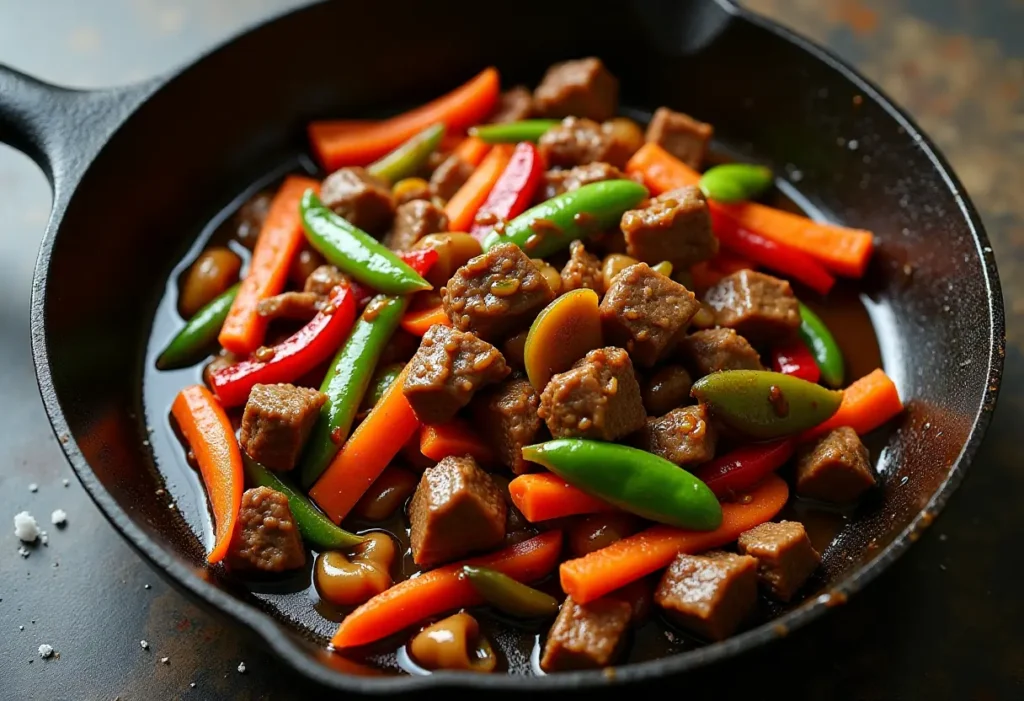 Easy beef recipes shown in a delicious stir-fry